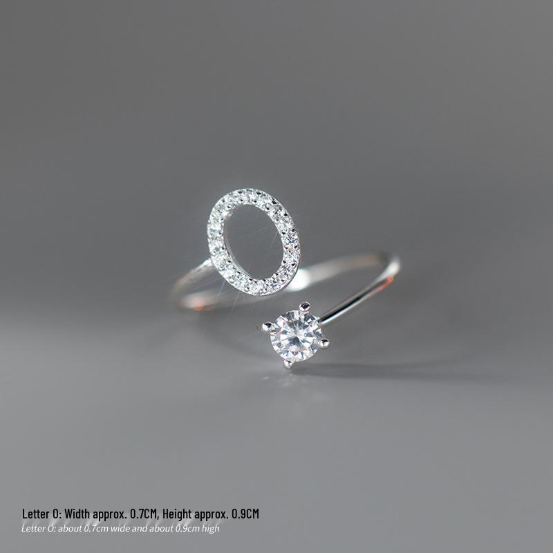 Women's Alphabet Rings: Unique Japanese and Korean Style, Plain Band, Open Design for Index Finger.