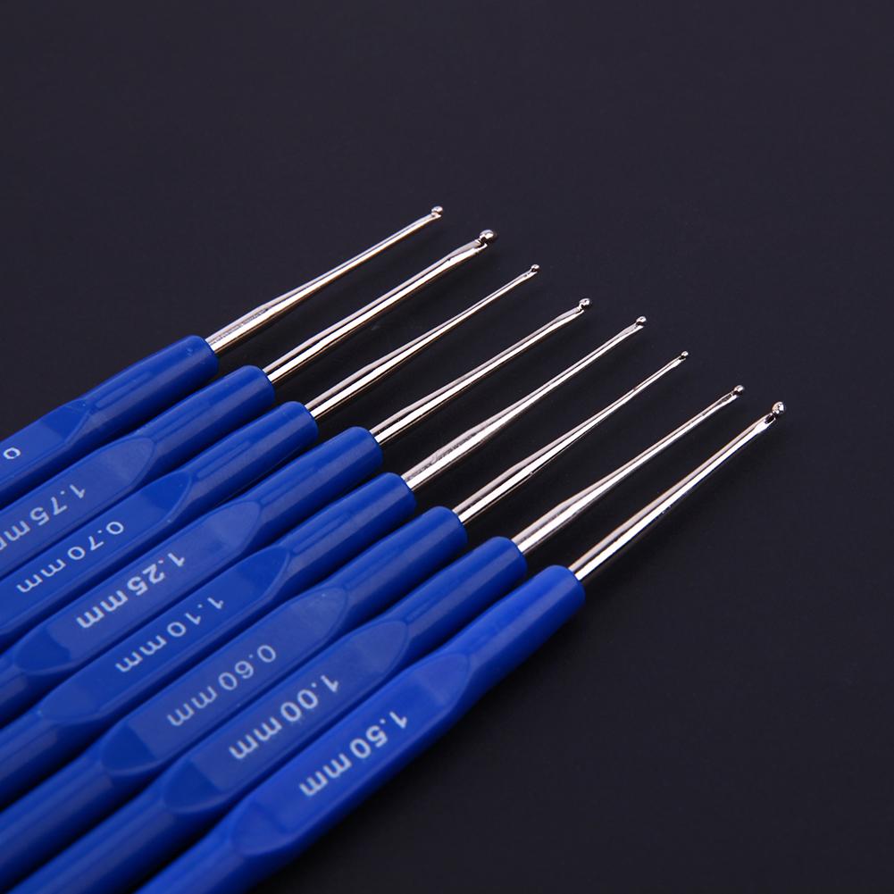 8Pcs Crochet Hooks Set 0.6-1.75mm Sewing Needles Tool Yarn Craft Knitting Needles Sweater Weave Sewing Tool
