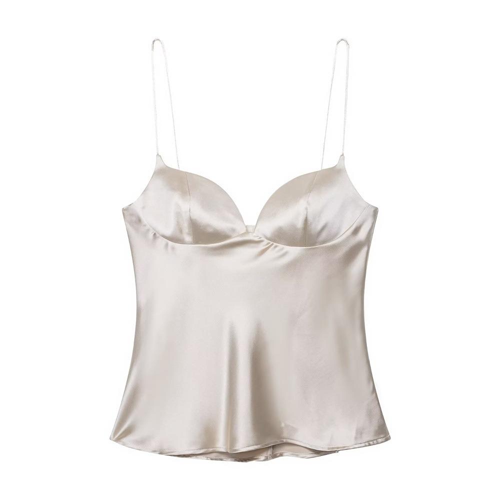 Women s Sweetheart Neck Sleeveless Cami Top Slim Fit Sexy Satin Solid Basic Tank Top Summer Layering Blouse XS