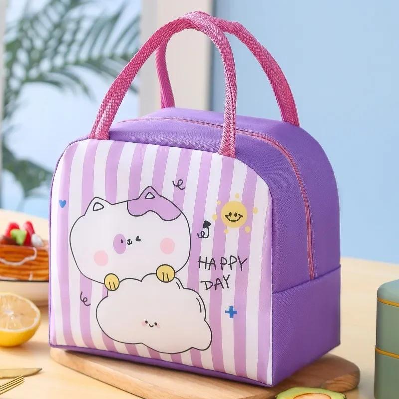 Cute Cartoon Thermal Insulation Bag Aluminum Film Waterproof Lunch Box Storage Bag Students Portable Picnic Box Insulated Bag