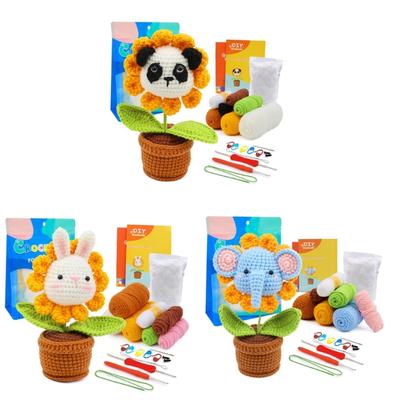 Crochet Pot Plant Kits, Knitting Kits with Yarn, Crochet Hooks, Instructions