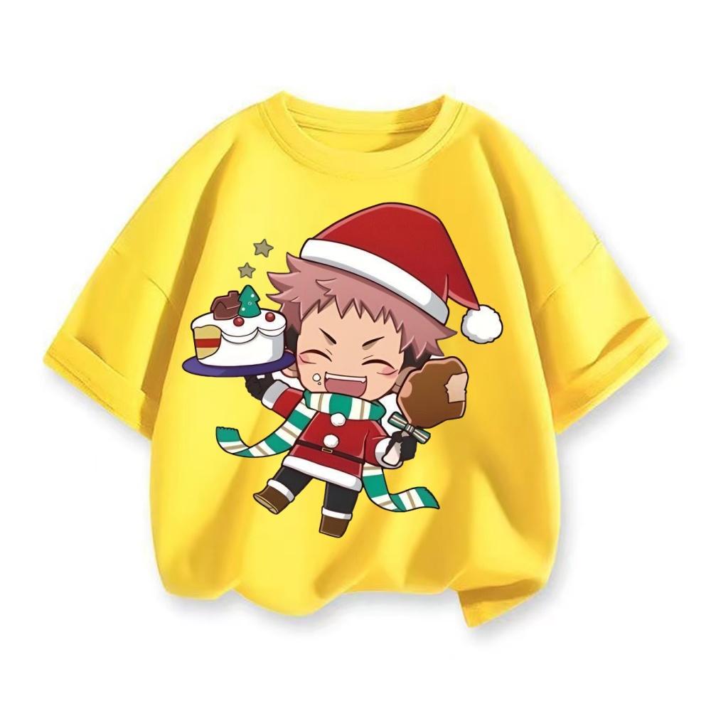 Casual Christmas Japanese Anime Spell Return Battle Joint Short Sleeved T-shirt Children's 2D Loose Wear