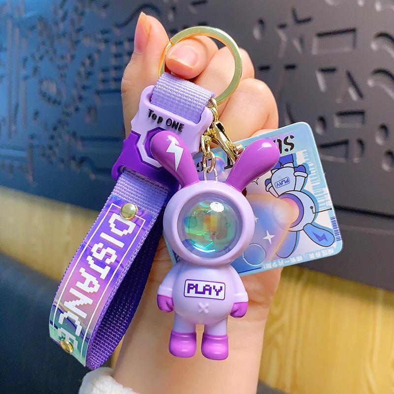 

Sunset Light Flash Rabbit Keychain Cartoon Car Bunny Keychain Couple Backpack Pendant Small Gift opp bag packaging