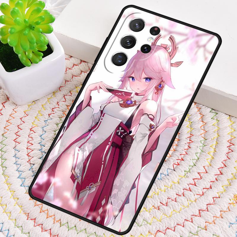 Genshin Impact Yae Miko Silicone Phone Case For Samsung Galaxy Note 10 Pro S26 S25 S24 S23 S22 S21 Plus S25Ultra Capa Cover