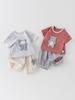 Summer Cartoon Patch Baby T-Shirt & Pants Set