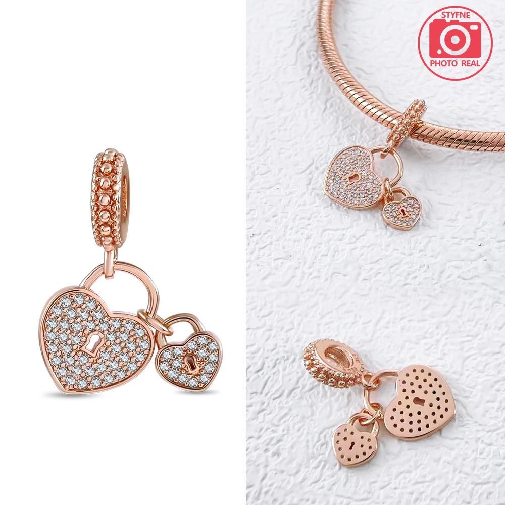 Charms Plata Rose Gold Love Lock Pendant Copper Colors For Charms Copper Colors Original Bracelet For Jewelry Making