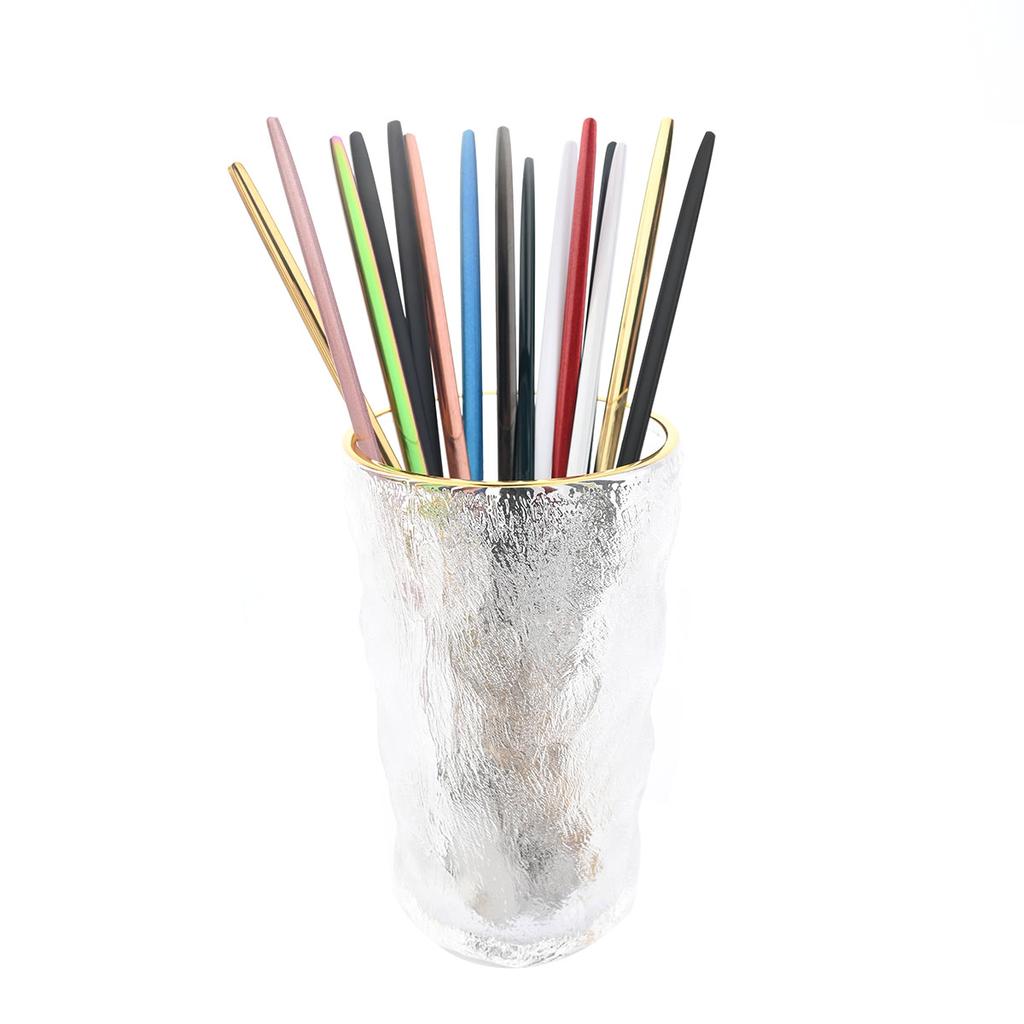 8Pcs Lange Griff Eis Löffel Kaffee Tee Rühren Löffel Edelstahl Schwarz Gold Besteck Set Geschirr Küche Abendessen besteck Set
