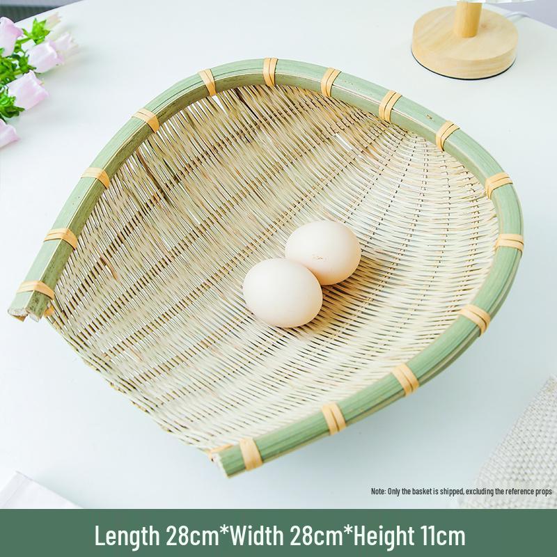 Bamboo Woven Basket: Multi-Use Storage, Fruit Plate, Steamed Bun, Winnowing, Dried Fruit, Candy, Kitchen Drainer, Vegetable Wash Basket