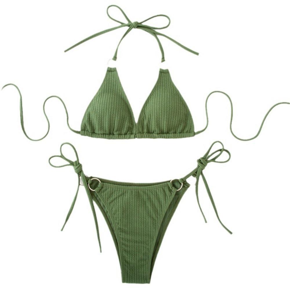 European and American Sexy Solid Color Bikini Beach Set Bikini
