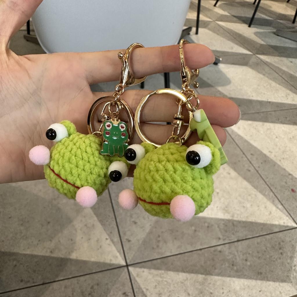 4cm Cute Crochet Keychains Knitting Funny Frog Keychain Creative Key Holder For Keys Storage Bag Knitted Doll Keyrings Wholesale