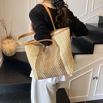 Sommer große Kapazität Schulter Strohtasche Damen Tasche neue hohle gewebte Tasche Mode Achseltasche