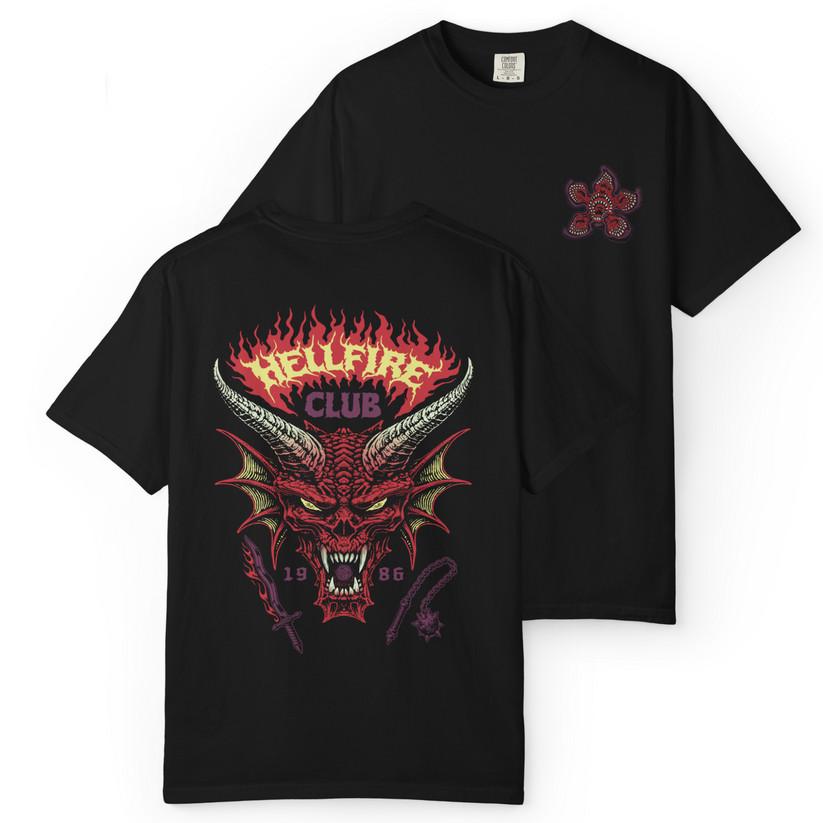 HELLFIRE Double Sided Tee Graphic Streetwear Vintage Print T-Shirt XXXL