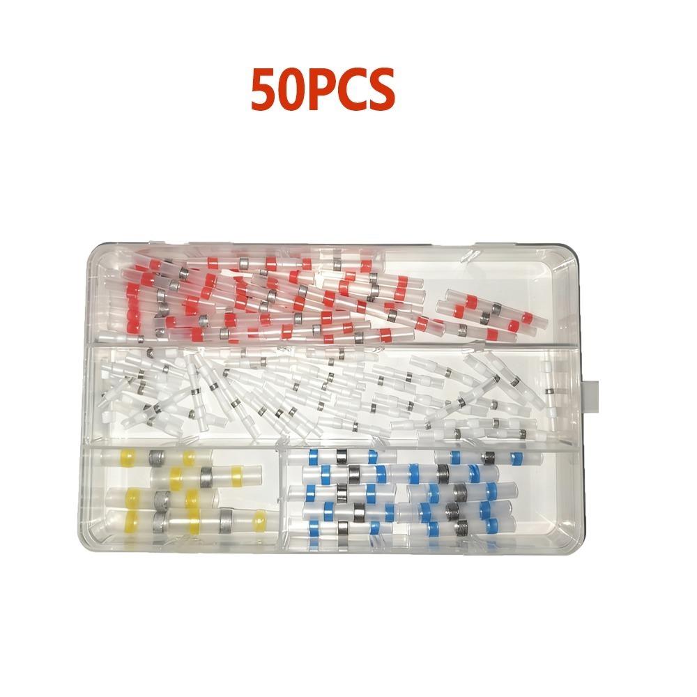 50/100 Pcs Boxed Solder Seal Wire Connectors Heat Shrink Insulated Electrical Wire Terminals Butt Splice Connector Waterproof