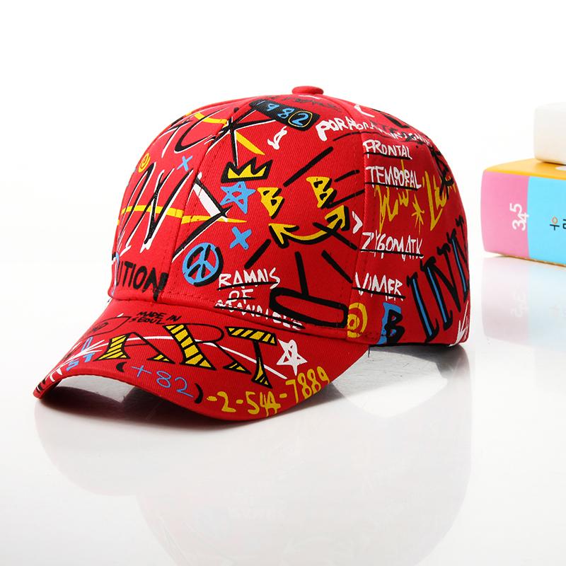 Fashion cotton Graffiti boy girl Baseball caps Children Printed snapback hat Kids Popular hip hop hat Cap hot sell
