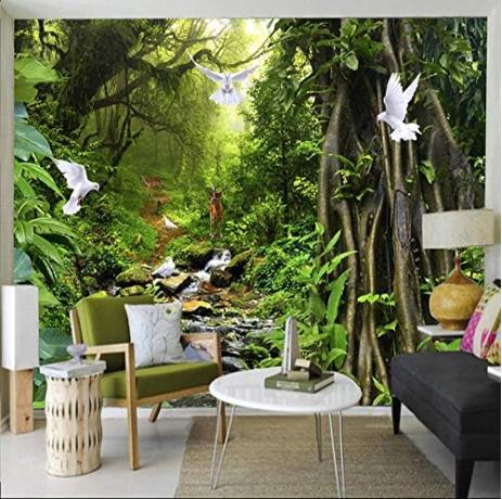 

Modern Wallpaper Natural Scenery 3d Wall Paper Green Forest Mural Living Room Bedroom Background Wall Mural 200 cm(W) x 140 cm(H)