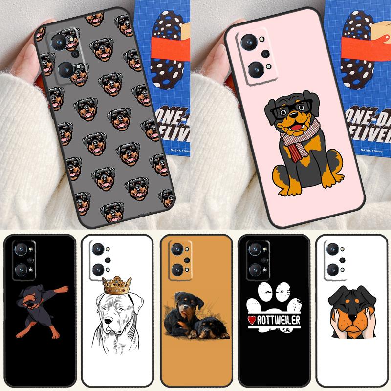 Cartoon Rottweiler Dog For Realme GT 6 6T 5 GT7 Pro C61 C75 C55 C51 C21Y C25S C67 C53 13 12 10 11 14 Pro Plus Case