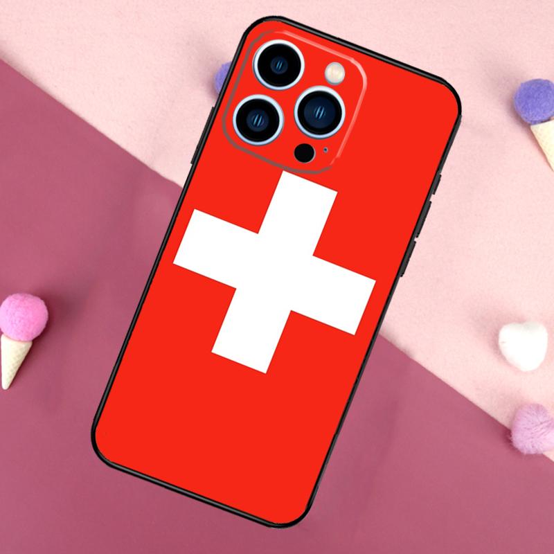 Switzerland Swiss Flag Case For iPhone 16 15 Pro Max 11 12 13 Mini 14 15 Pro Max 15 Plus XR 16e Phone Back Cover