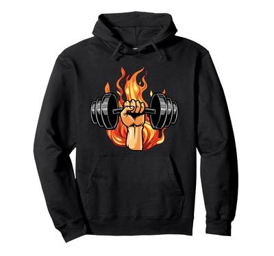 Fitness Motivation Bodybuilder Fire Dumbbell Gym Hoodie