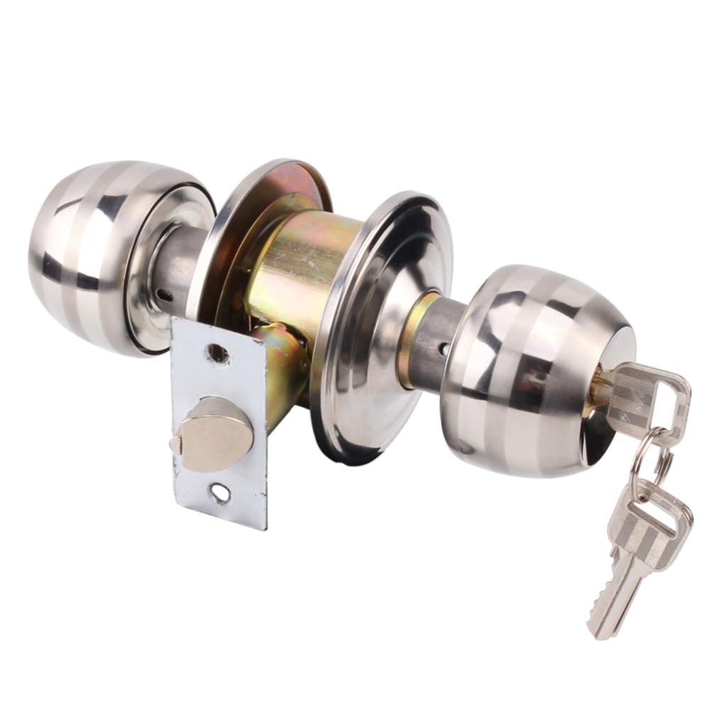 Zinc Alloy Rotation Round Door Knobset Handle Round Shaped Entrance Lock Doorknob for Hallway Closet Easy to Use