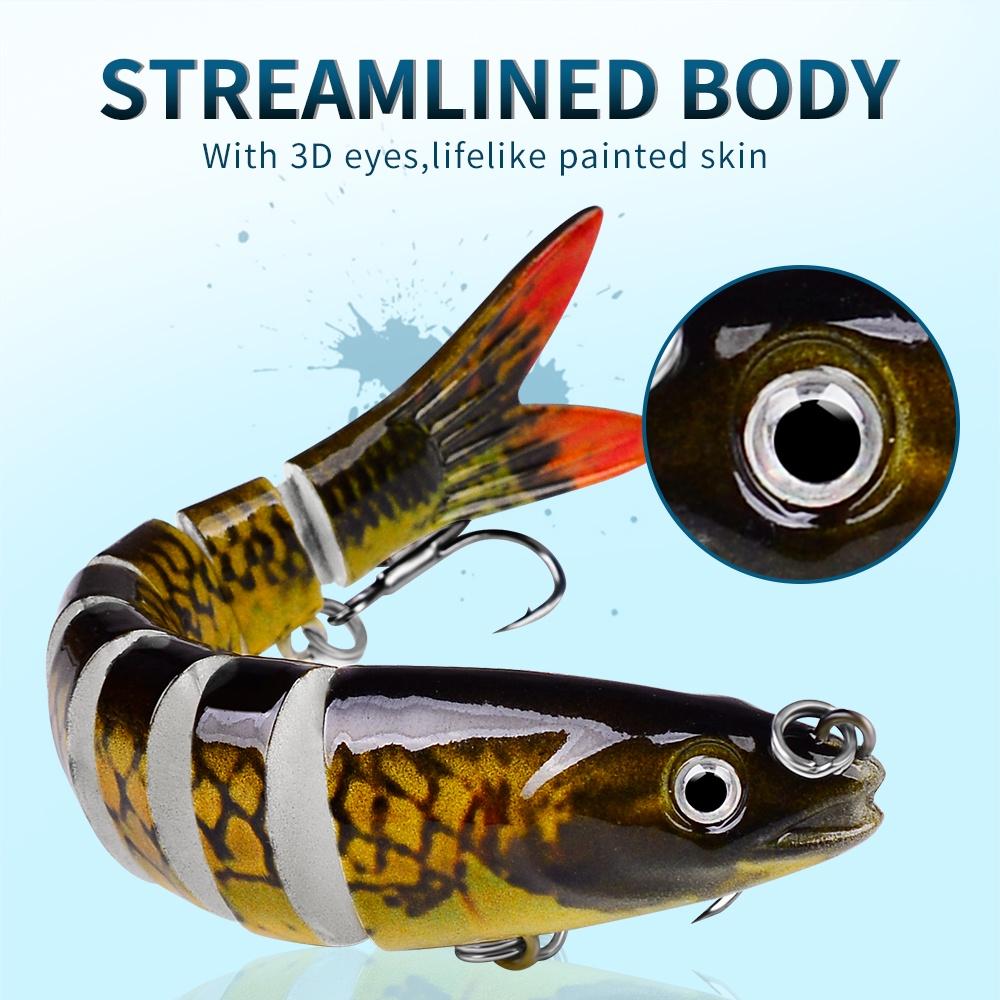 1PC [Ready Stock] 8 Sections Fishing Lure 13.5cm/19g 10cm/15.5g Jointed Swimbait Sinking Trout Wobbler Bait 6# Hook Fishing Tackle