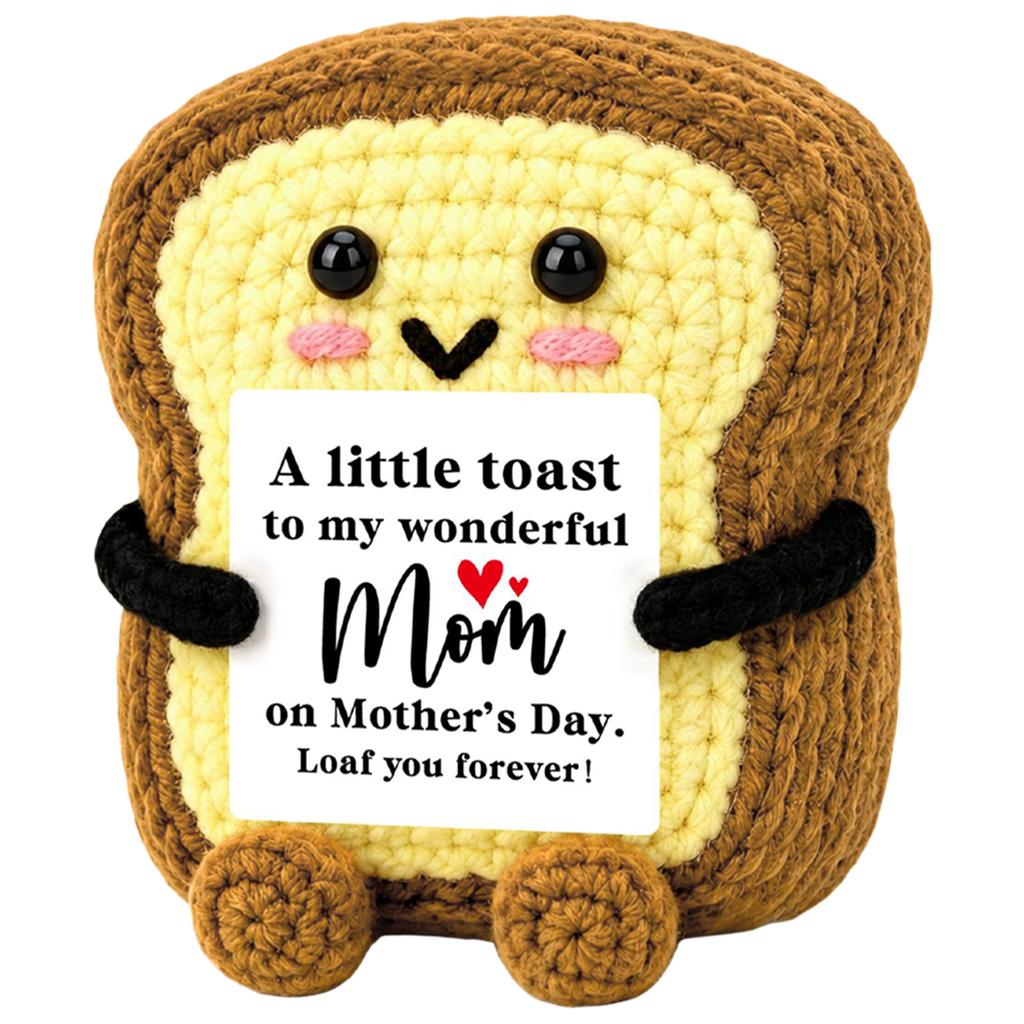 Amigurumi Knit Bread Crochet Toast Doll Funny Plush Birthday Gift Desk Decor Ornament Card