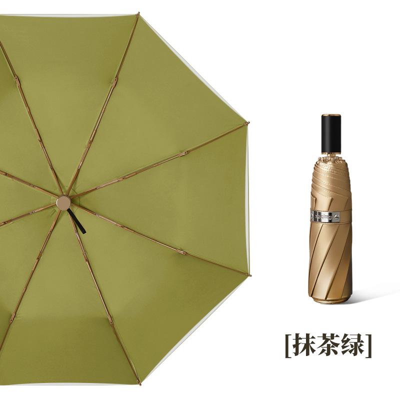 Double-layer titanium silver glue sunscreen umbrella UPF > 50 + manual three-fold weather and rain sunshade umbrella can be replaced