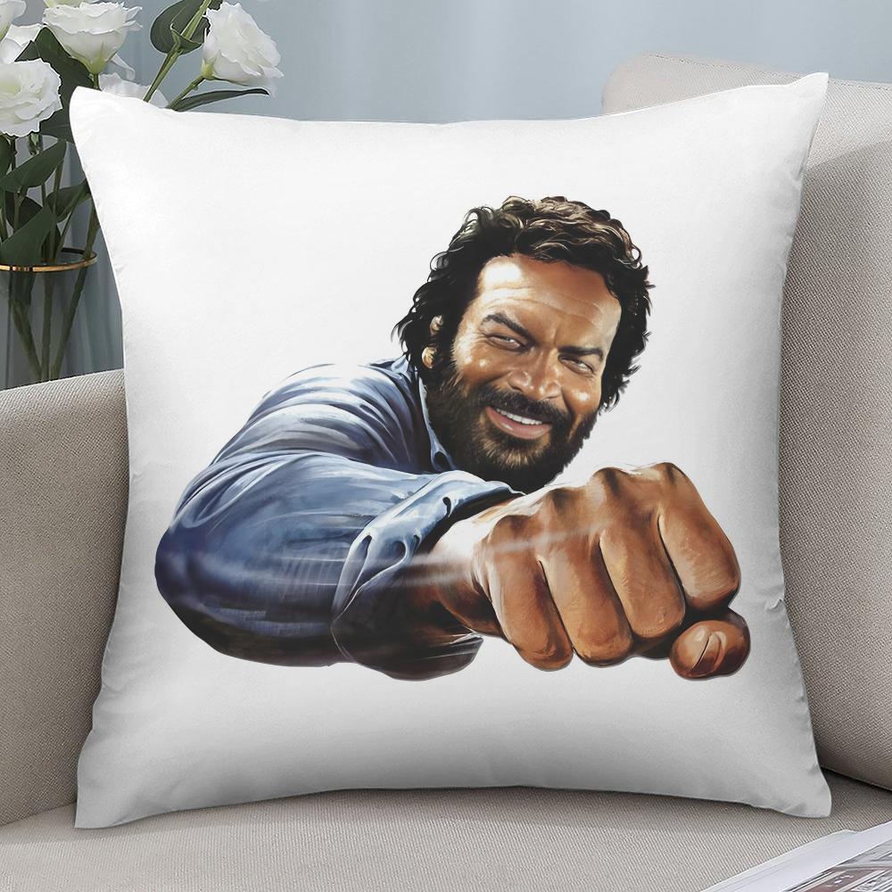 Federa Cuscino T-Terence Hill E Bud S-Spencer Copricuscini Corti in Peluche Decorativi per Divano Casa Stampa Double-Sided Copricuscino