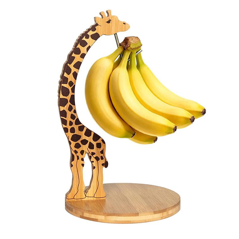 

Giraffe Decorative Banana Holder Kitchen Animal Shaped Storage Rack Countertop Desktop Fruits Stand with Stainless Steel Hook