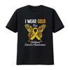 I Wear Gold For Childhood Cancer Awareness Kids T Shirt Vintage Washed Stretched Soft Casual Designer Clothes Stylish