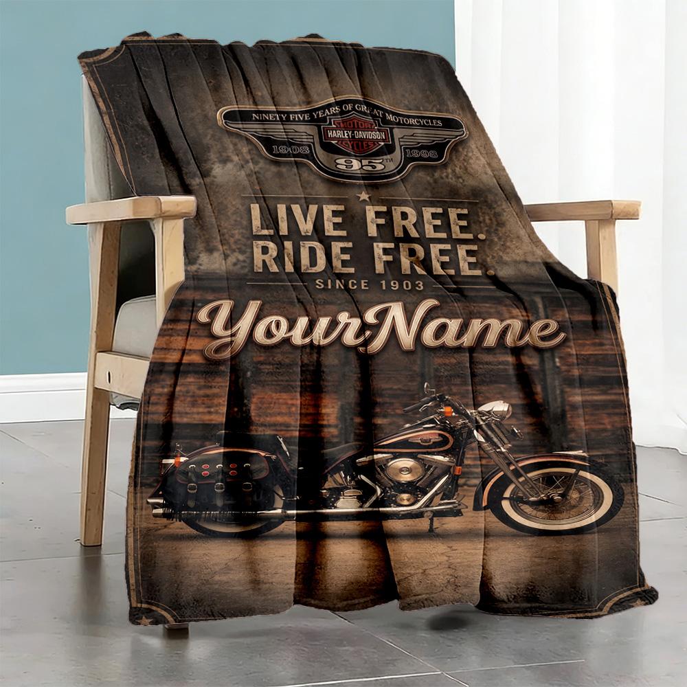Harley-davidson Motorcycles Customize Text Blanket Lightweight Personalized Blanket Soft Warm Cozy Perfect for Office Chair Bedding Couch Chair