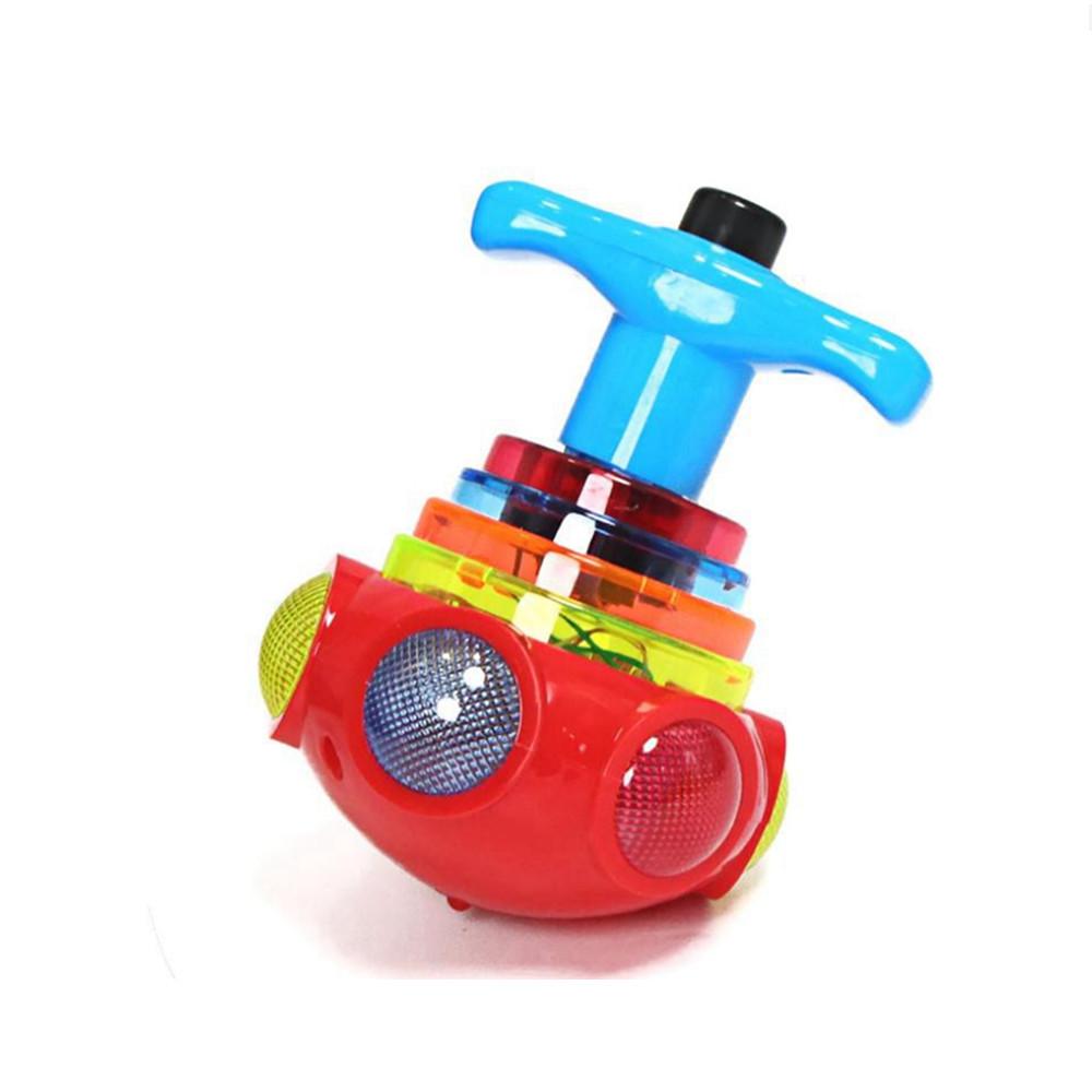 1 Pc Cartoon Spinning Top Football Submarine PVC Model LED Flashing Light Music Launcher Night Glow Kid Gift Toy