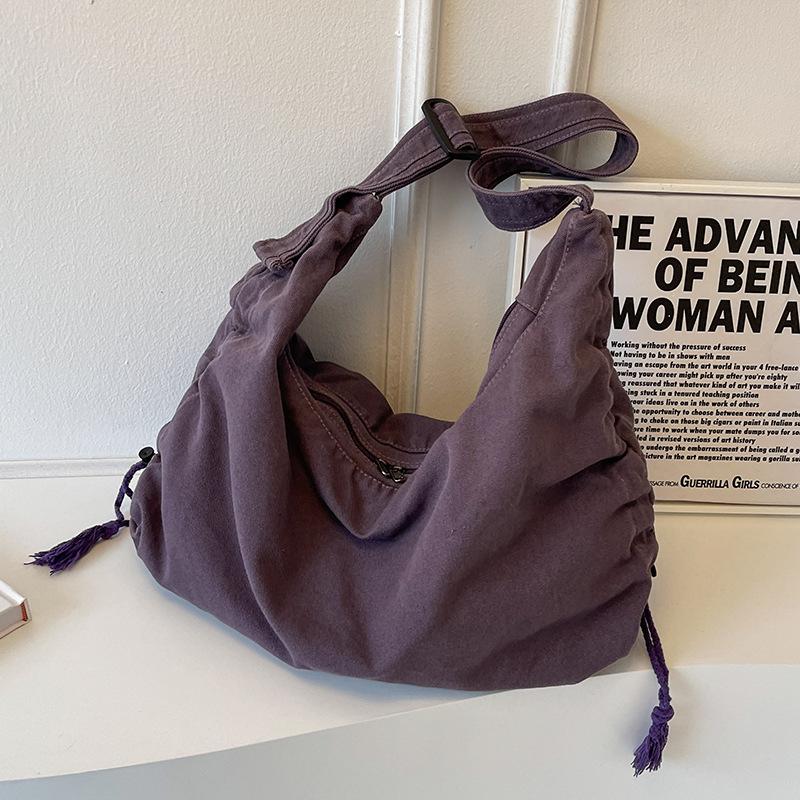 Canvas Bags  Large Capacity  New Style for Girls  Solid Color Dumpling Bags  One Shoulder Crossbody Bags