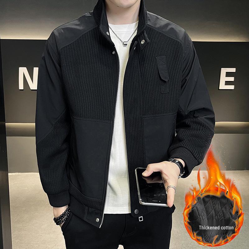 Men's High-End Spring Stand-Up Collar Knit Jacket – Trendy Youth Casual Business Coat