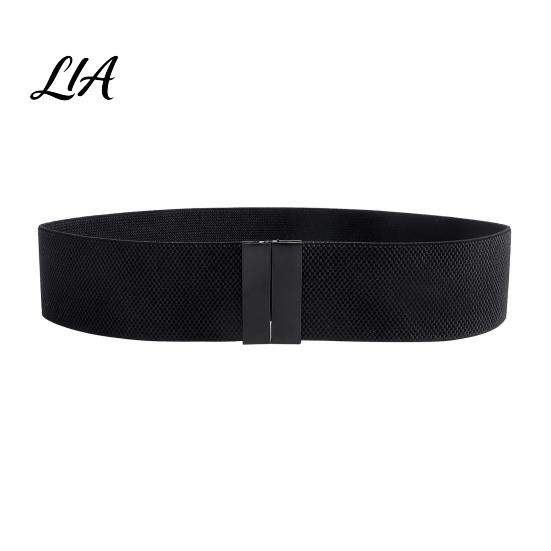 Comfortable Stretch Belt Wide Elastic Waist Belt, Adjustable Stretchy with Metal Stylish Modifier Square Buckle, Slimming Waistband for Dresses