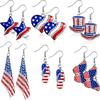Independence Day Flag Hat, Slippers, Love Earrings, Red, White And Blue Striped Flag Earrings