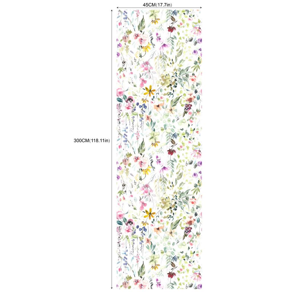 Removable Seamless Self-Adhesive Wallpaper for Living Room Background (Green Plants and Flowers)
