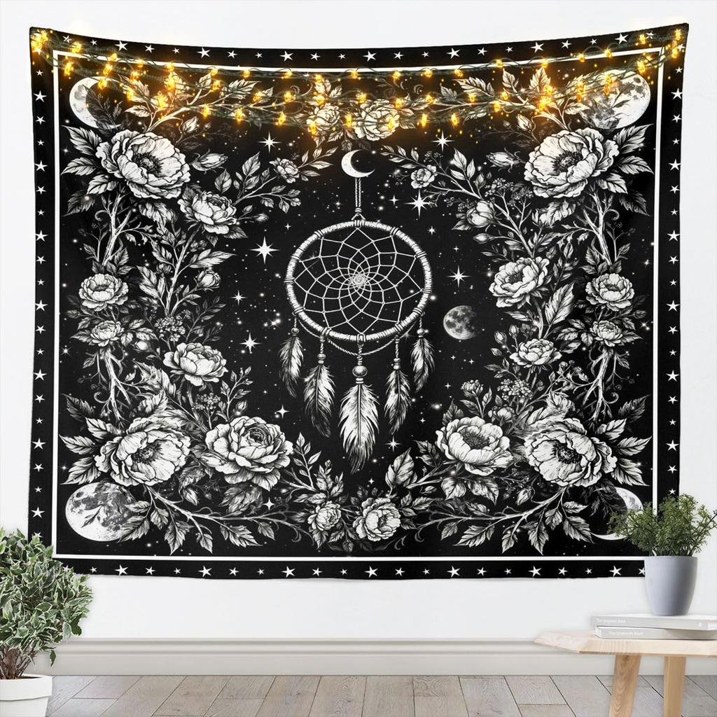 Bohemian Tapestry for Bedroom | Sun and Moon Wall Tapestry Aesthetic Antique Decor Cosmic Galaxy Tapestries, Universe Stars
