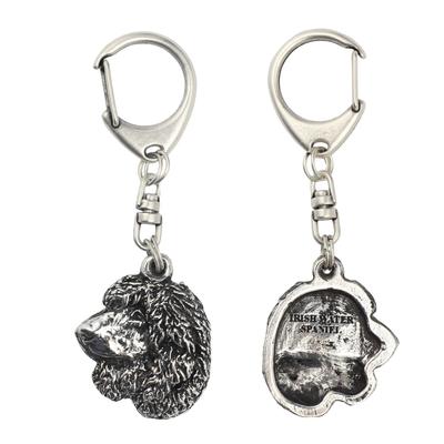 Irish Water Spaniel, Whiptail, Shannon Spaniel - Silver-plated Key Ring with Dog, Handbag Decoration, Backpack Pendant by Brand