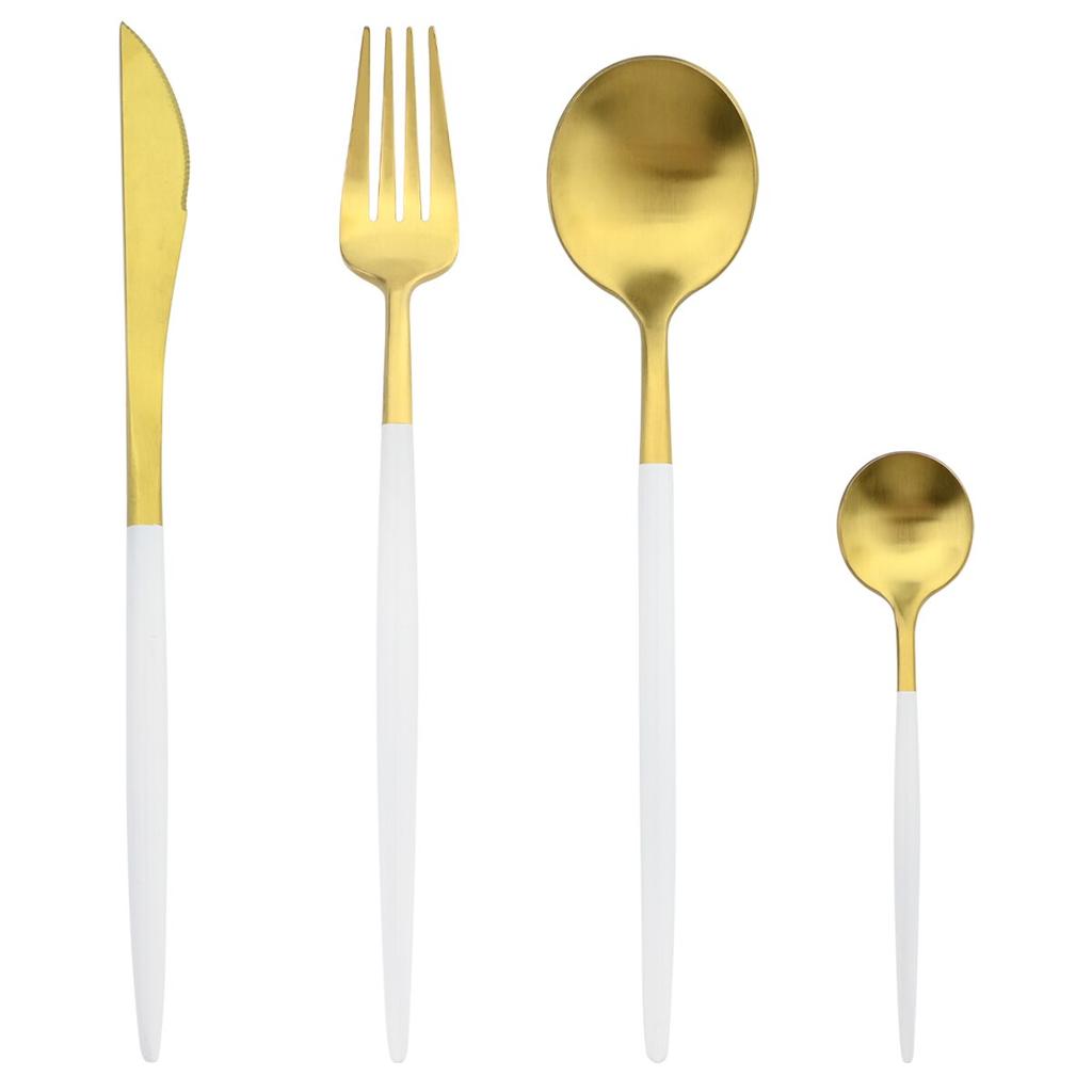 4Pcs/Set Matte Gold Dinnerware 18/10 Stainless Steel Cutlery Set Knife Fork Coffee Spoon Tableware Kitchen Silverware Flatware