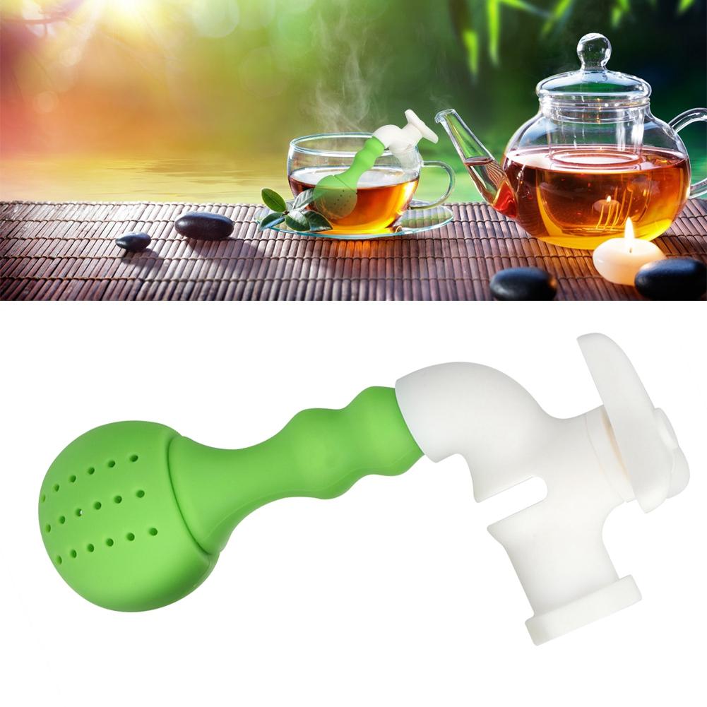 2Pcs Household Office Green Silicone Tea Infuser Faucet Shape Tea Strainer Filter Accessory
