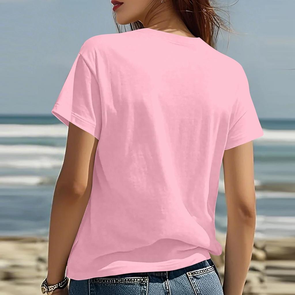 Lässiges, tägliches T-Shirt mit Rundhalsausschnitt und Aufdruck für Erwachsene, kurzärmelig, Buchstaben-Oberteil