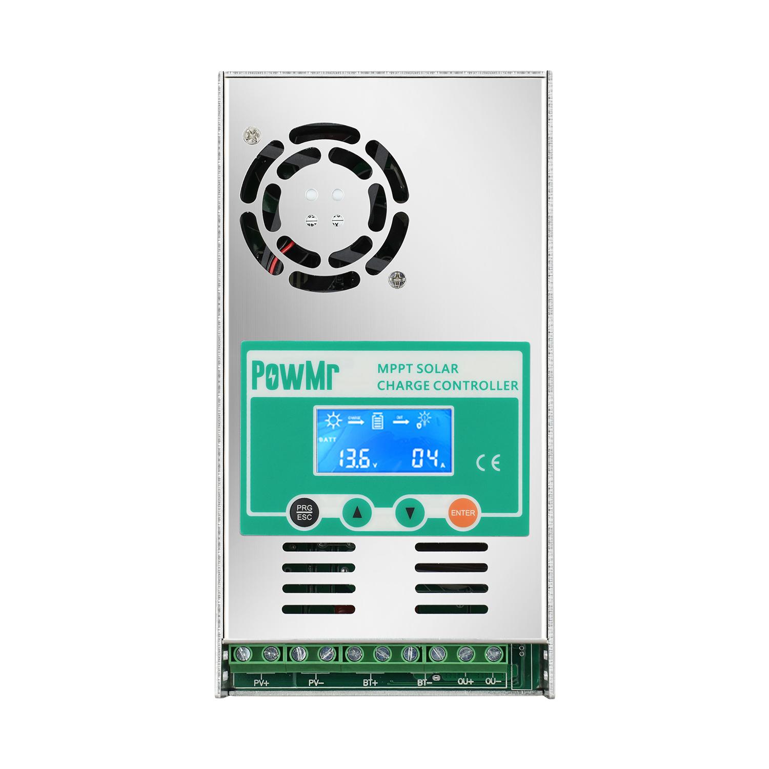 PowMr 60A MPPT Solar Charge Controller Max.PV 160V 2800W for 48V/36V/24V/12V Solar System with LCD Controller Panel Reguler MPPT-60A