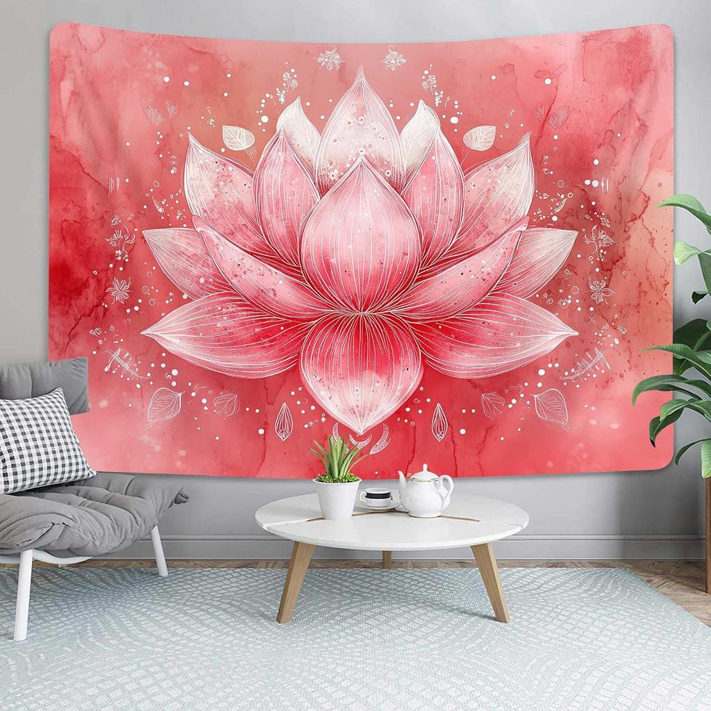 Meditation Yoga Floral Tapestry Lotus Flower Meditation Plant Petal Print Wall Hanging Blanket for Bedroom Hippie Lotus