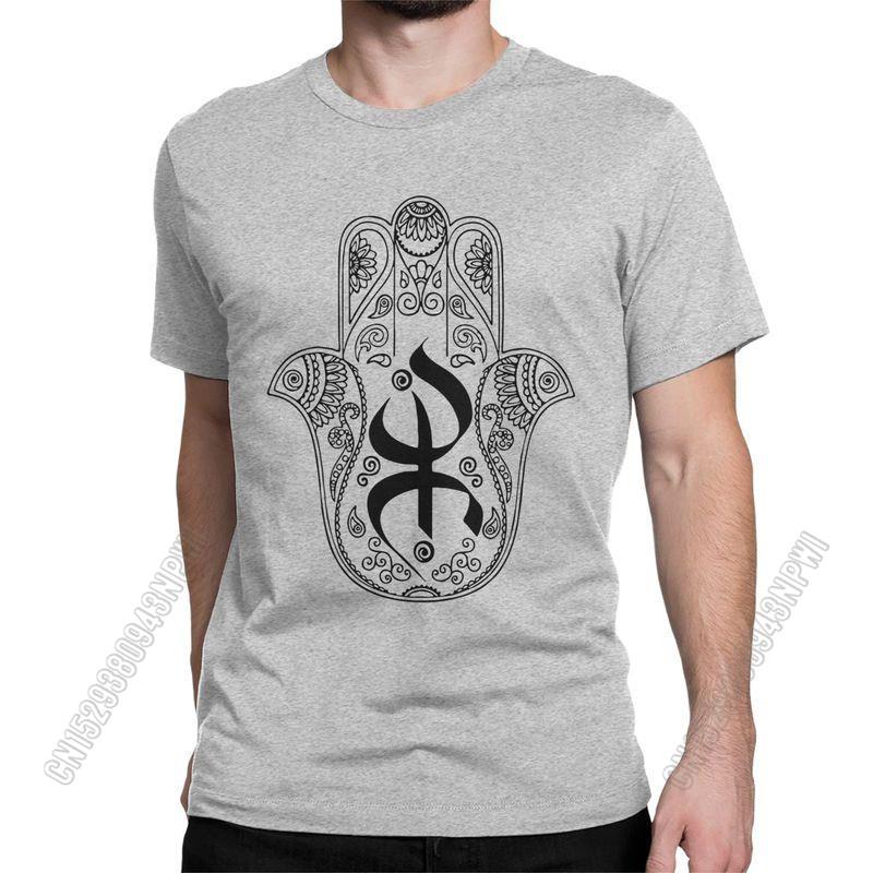Unisexs TShirt Khamsa Amazigh Berber With Yaz Patterns Pure Cotton Tees Stylish Chic Symbol Of Luck T Shirts Crewneck Tops