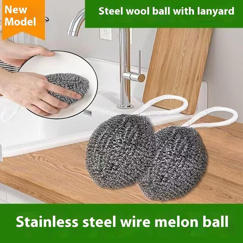 1/3/6 Pcs Grease Removal Tool Steel Wool Ball Stainless Steel Dishwashing Balls For Heavy-Duty Remove Grease Burnt Stains Kitchen