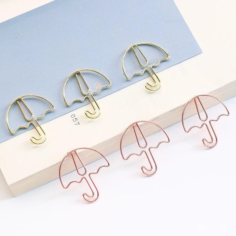 30pcs Umbrella Shape Paper Clip Creative Cute Bookmark Metal Color Cartoon Paper Clips for Planner Office Stationery