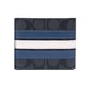 New COACH 3 IN 1 Wallet Canvas With Leather 3 in 1 Wallet Men's Old Flower Black/Blue White Stripes 3008-QBOH0
