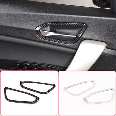 For BMW 1 2 Series F20 F21 F22 F23 2012-2019 ABS Carbon Fiber/Silver Door Inner Handle Decorative Frame Sticker Car Accessories