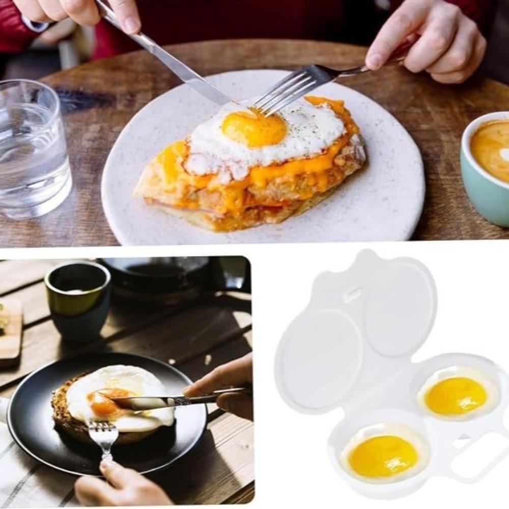 Food-grade Egg Steamer Dual Cavity Egg Cooker Kitchen Tools Microwave Egg Poacher Kitchen