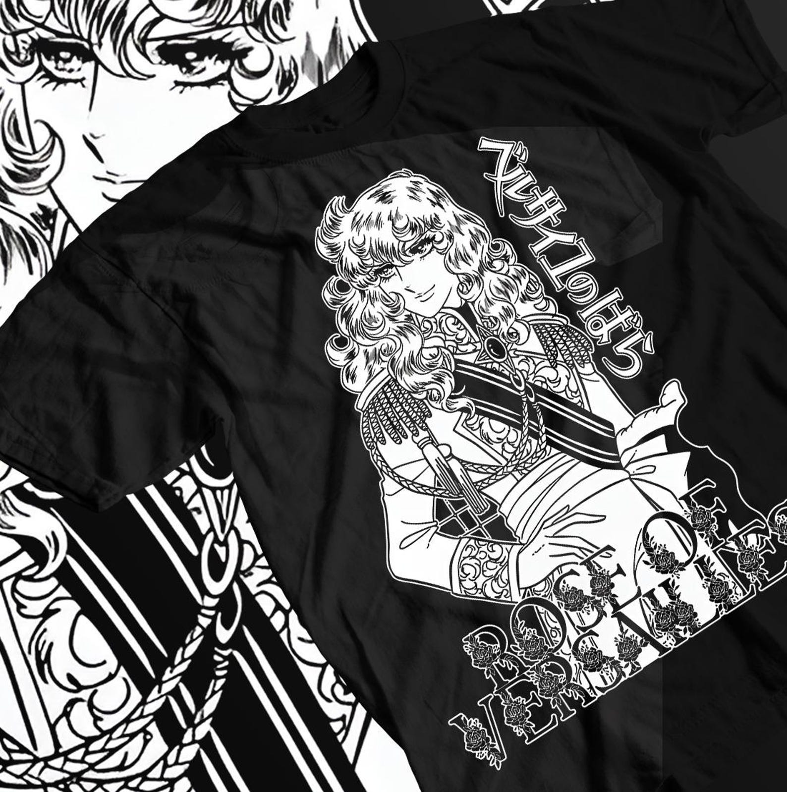 Unisex Rose of Versailles Oscar François de Jarjayes Retro Anime T-Shirt, Manga Shirt S